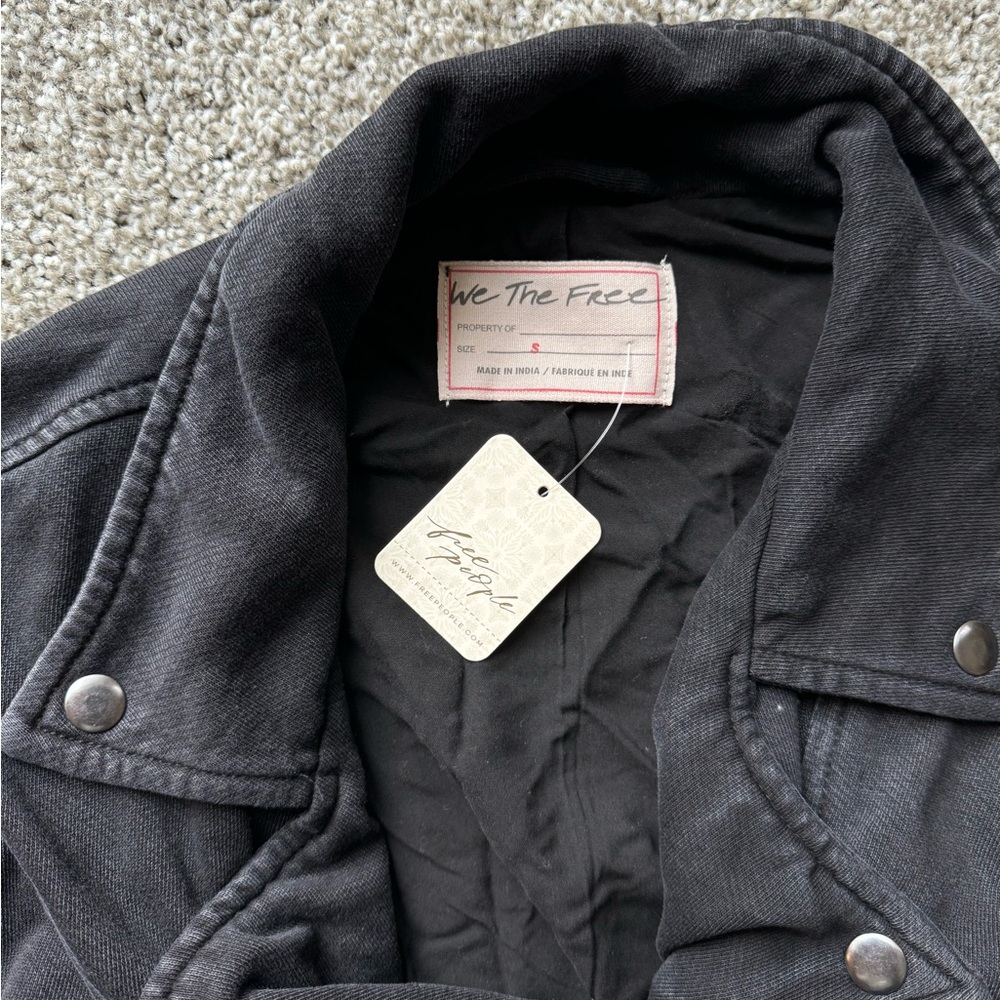 Free People Rebel Knit Moto Jacket Button Black Small